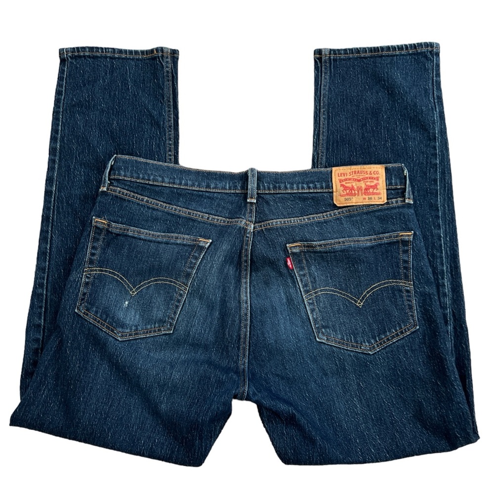 Levi’s 505 Men’s Blue Dark Wash Regular Fit Straight Leg Jeans Size:‎ 36